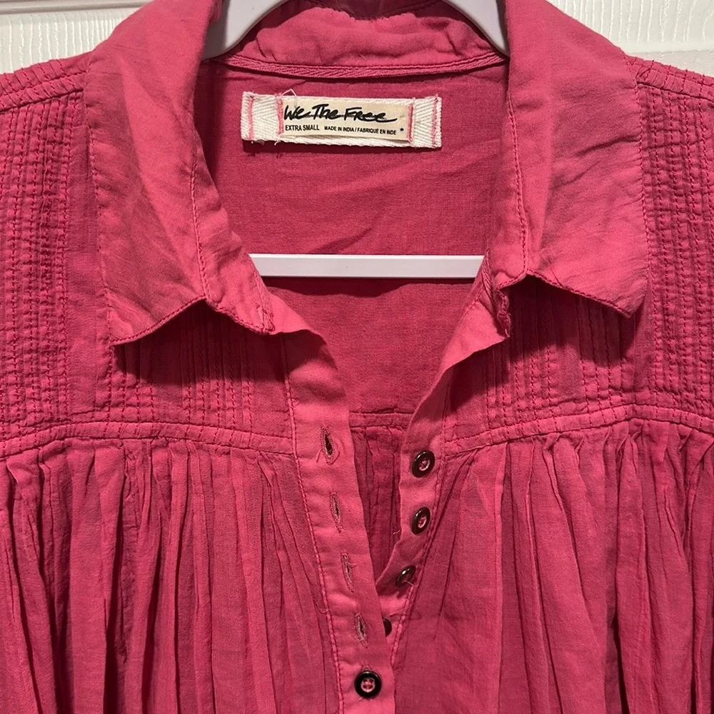 Free People We The Free Sheer Swing Shirt Pink XS